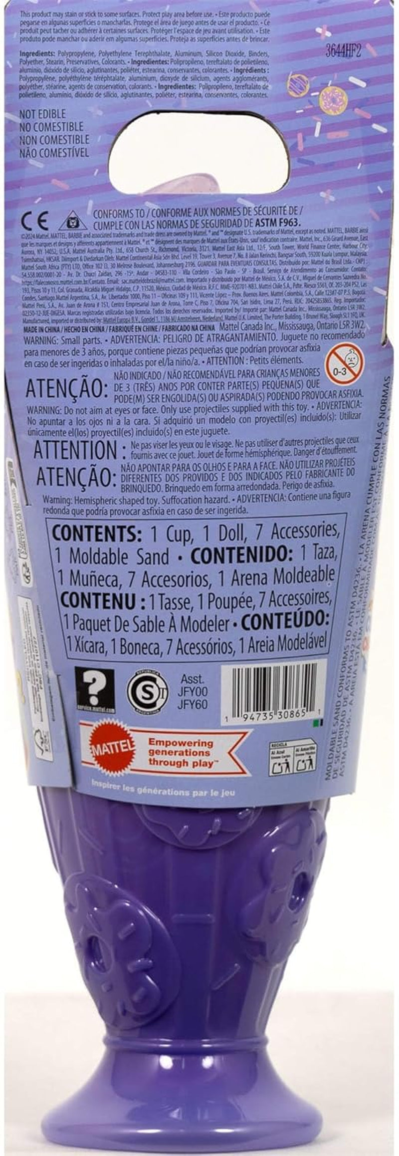 Barbie Pop Reveal Series - Coffret avec poupée mannequin et accessoires, série Candy, design Donut Dreams avec animal de compagnie, 8 surprises dont changement de couleur, JFY60