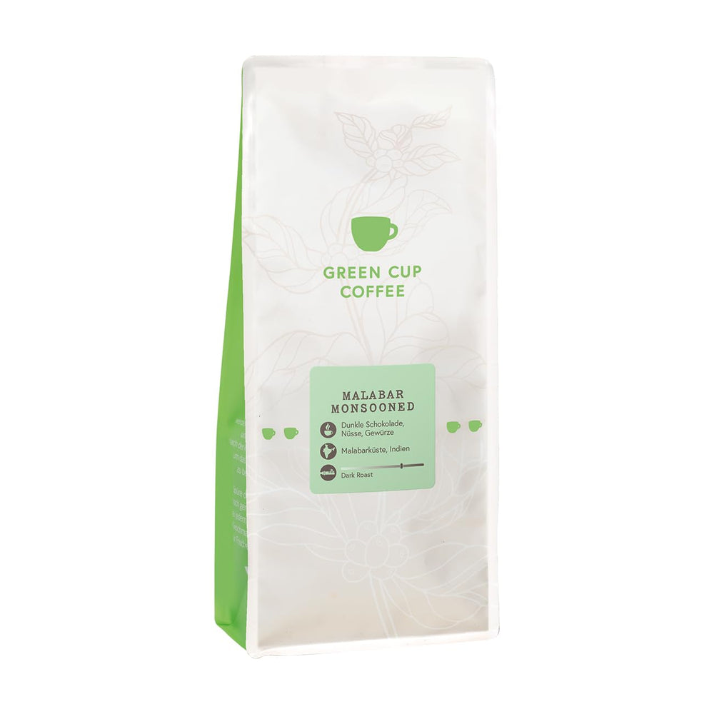 Café - Malabar Monsoon I 100% Arabica I Kaffeebohnen 1kg I Idéal pour Moka kanne, Siebträger & Vollaautomat mit schokoladig, nussigen Aroman I dunkle Röstung