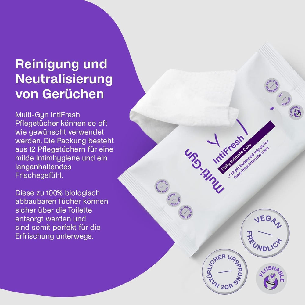 Multi-Gyn Intifresh, lingettes intimes à usage externe, 12 lingettes humides