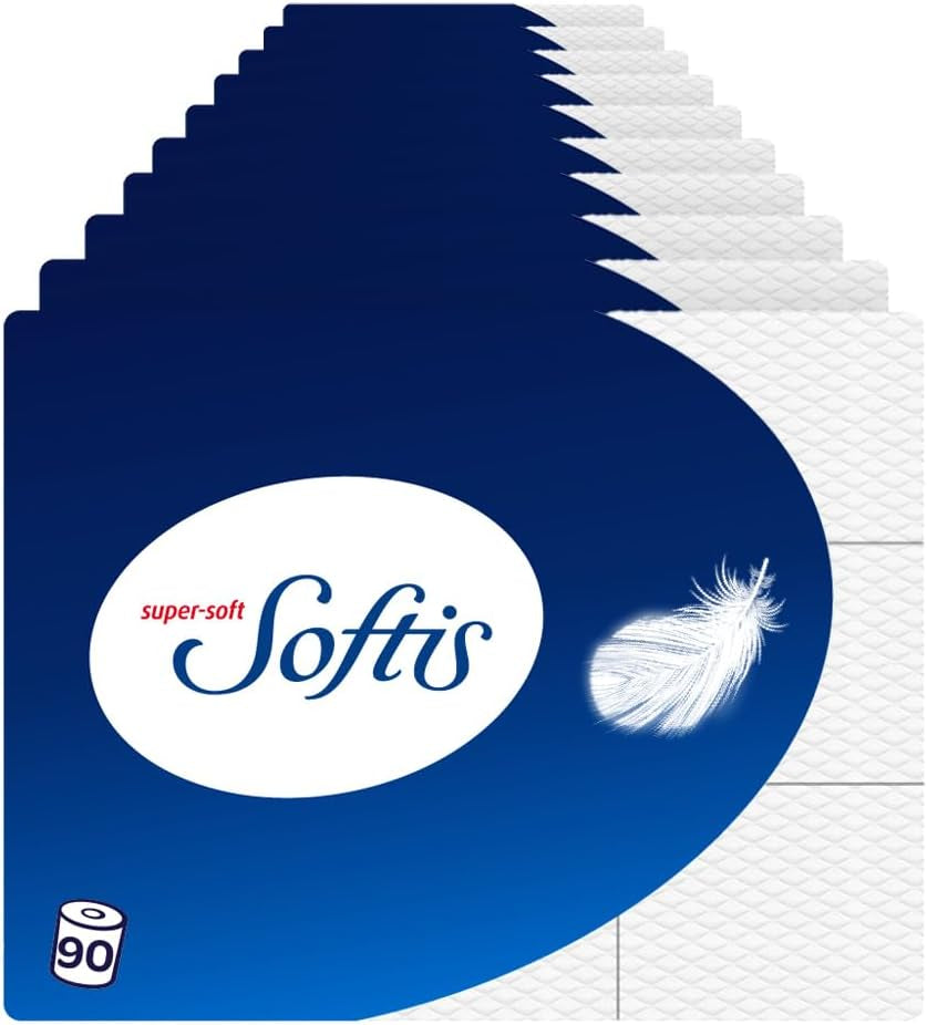 Hârtie igienică Softis cu 4 straturi - pachet de 45 de role (5 X 9 pachete simple), 100 de coli per rolă, Sistem unic de cameră moale, Ambalaj reciclabil, Hârtie certificată Fsc