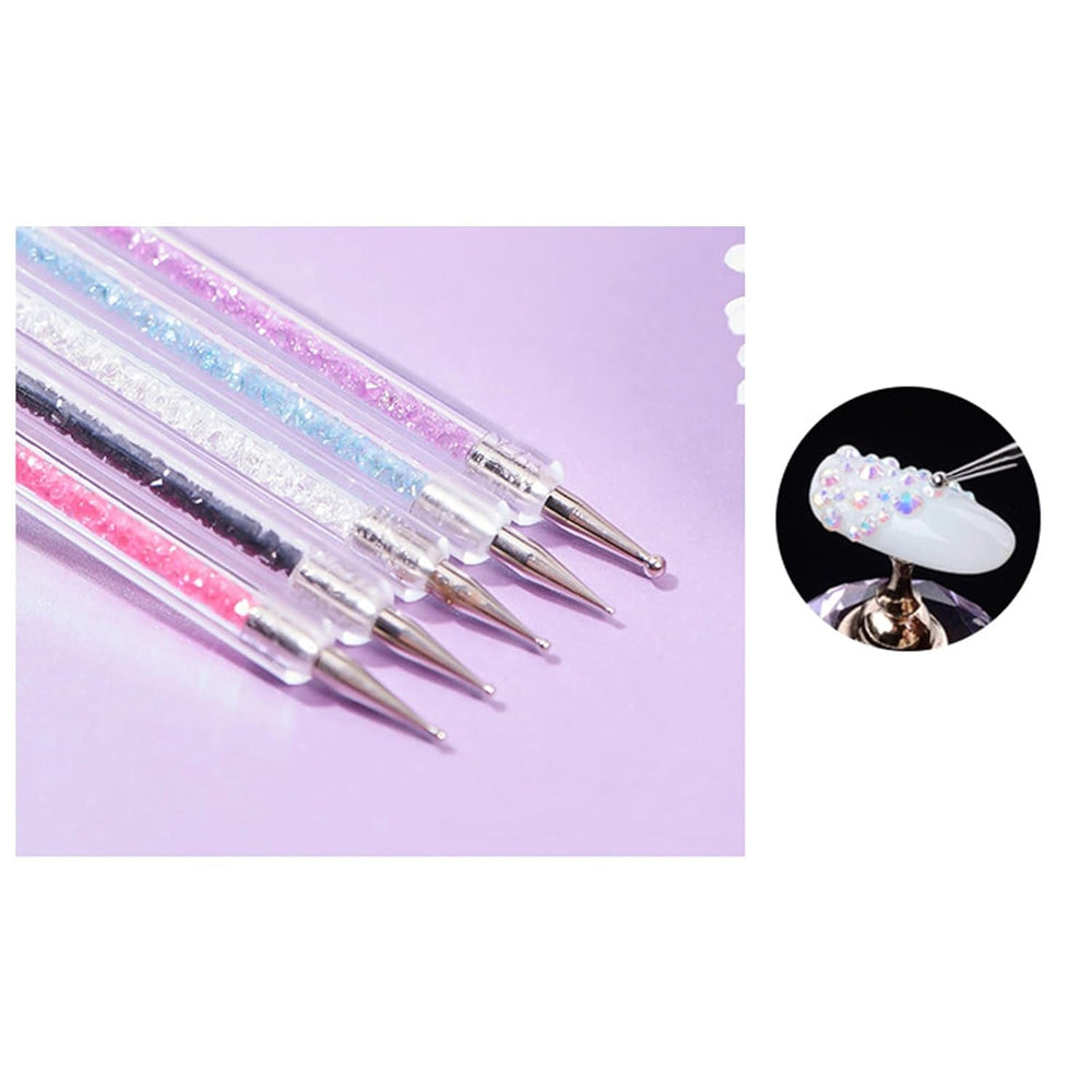 5 pièces Nagel Pinsel Set, Nageldesign Pinsel, outils de pointage Nail Art, stylo acrylique professionnel à double extrémité pour Nail Art Design