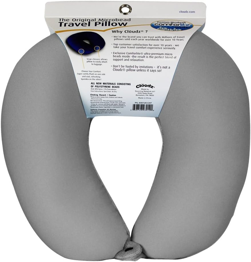 Oreiller cervical de voyage en microbilles Cloudz, gris Naty Shop Oreillers de voyage