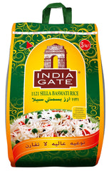 INDIA GATE Riz Sella Basmati, précuit (d'Inde, grain long fin), aromatisé, emballage en vrac - 1 paquet (1 x 5 kg)