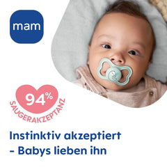 MAM Air Lot de 2 Sucettes en Silicone Extra Légères et Aérées Sucette pour Bébé Respectueuse des Dents en Silicone Spécial MAM SkinSoft avec Boîte à Sucette 6-16 Mois Ours/Rhinocéros