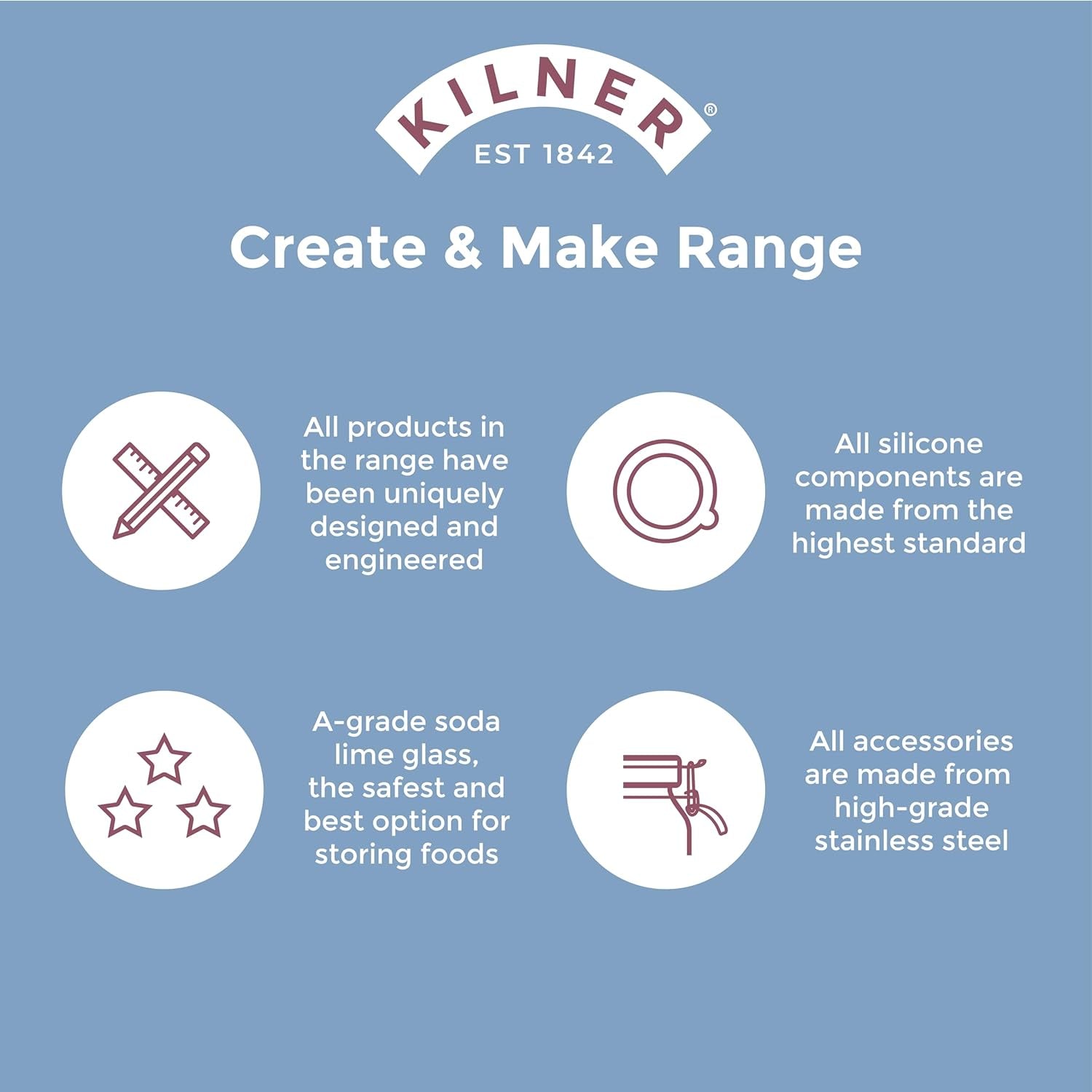 Pot de petit-déjeuner Kilner avec cuillère / 350 ml, Ø 9,5 cm / 5 pièces | tasse de muesli à emporter / non toxique / récipient en verre avec couvercle pour muesli, porridge et yaourt / contenant d'avoine pour la nuit Naty Shop Boîtes de conservation des aliments