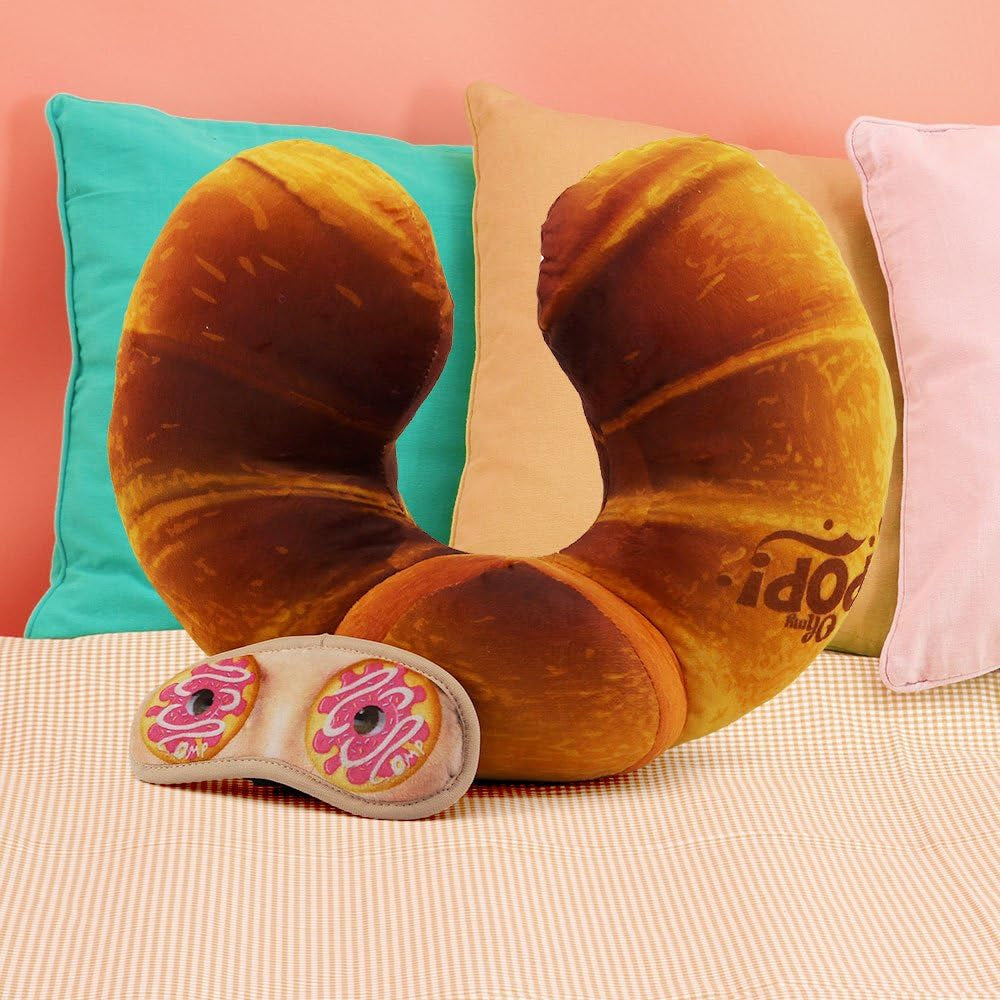 Oreiller Cervical Croissant et Masque de Sommeil, Orange Naty Shop Oreillers de Voyage