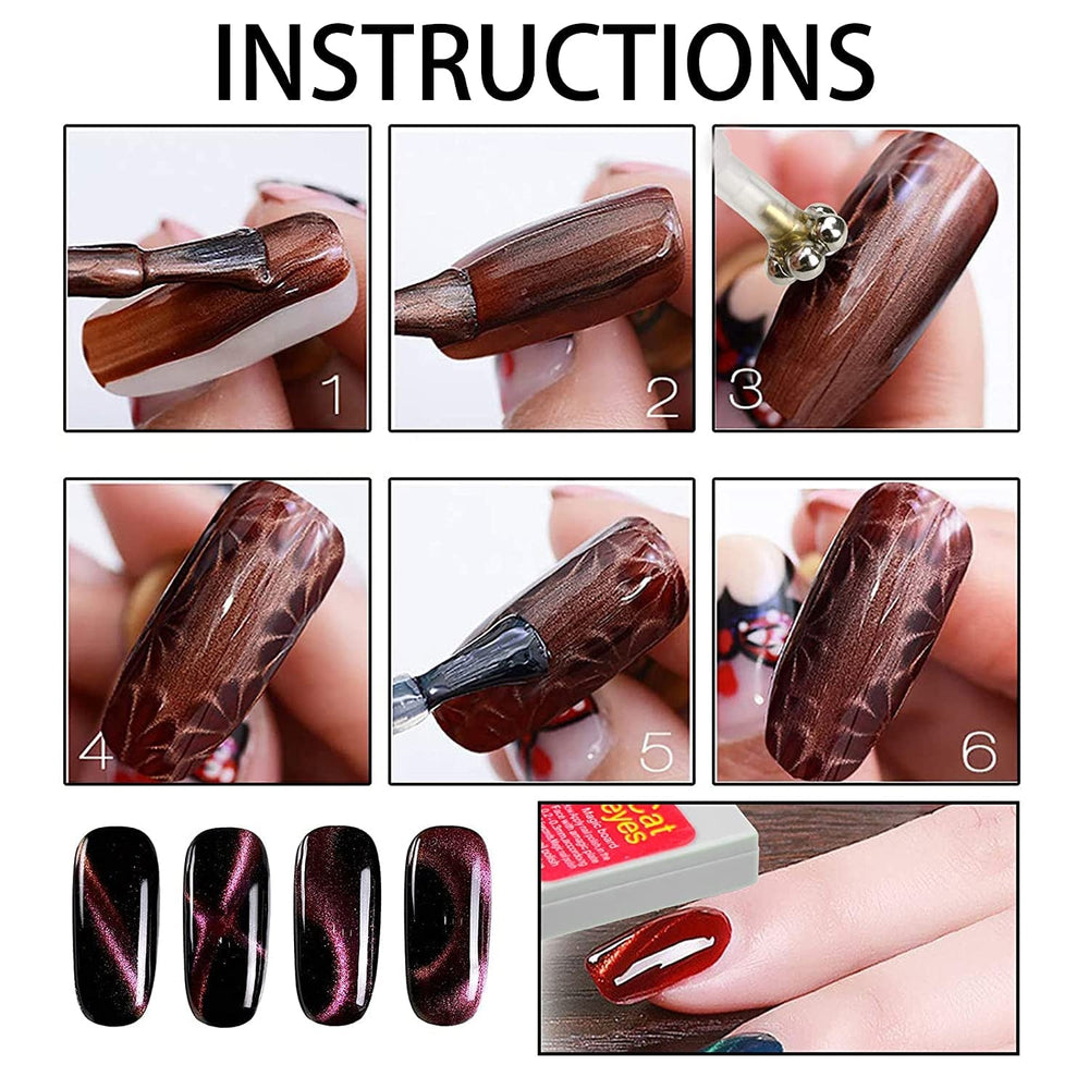 Nail Art Werkzeug Magnetstift, 10 Stück Nagel Magnet Stick Tool Set, Nagel Magnet Stift et Starker Magnet Stock Punktierungsstifte for DIY 3D Magnetics Katzenauge UV Gel Polnisch Nagel Kunst