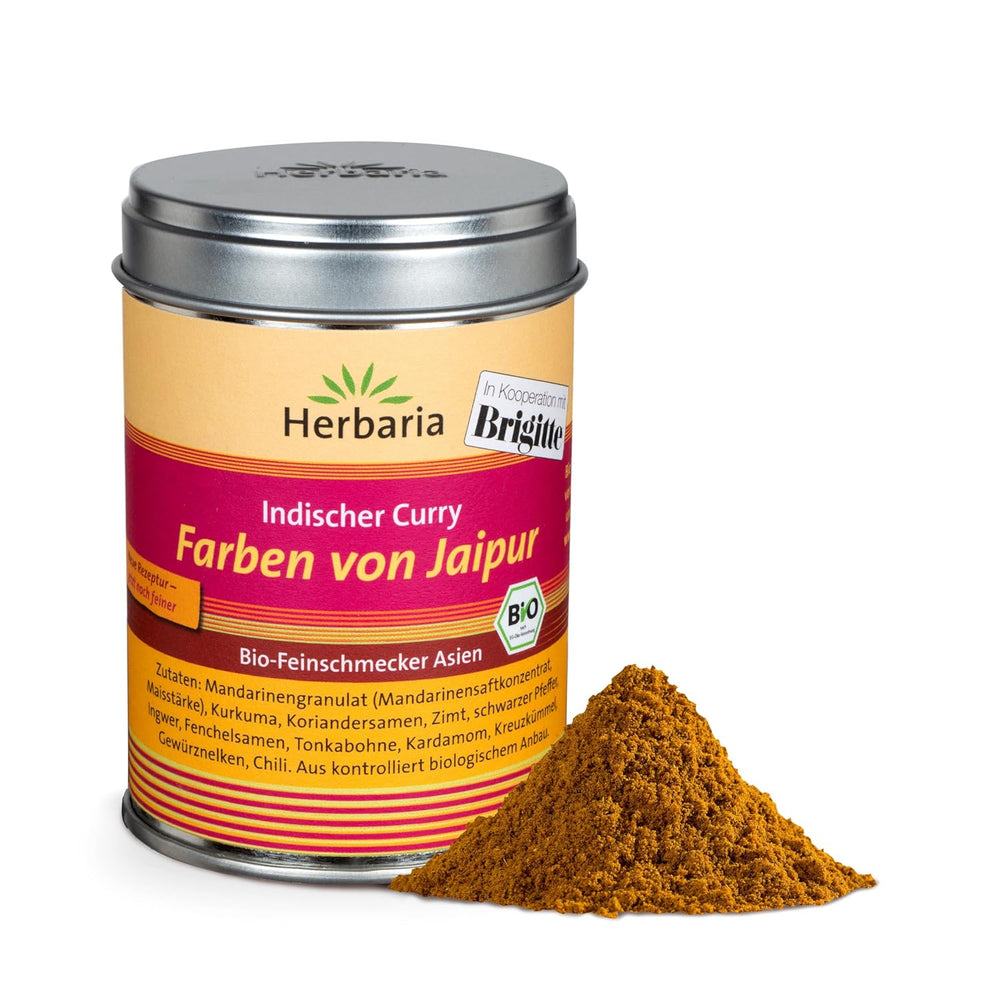 Herbaria Good Old Mild Curry bio 80g M-Dose – Currypulver, Currymischung - Bio-Gewürzmischung für klassische Curry-Spezialitäten z.B. Currywurst - erlesenen Ingrédient dans nachhaltiger Aromaschutz-Dose