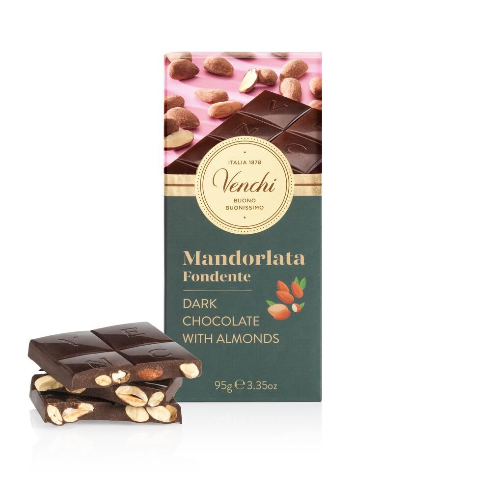 Venchi - Barre aux Noisettes Salées, Noisettes Salées, Amandes et Pistaches, 95g, aux "Noisettes du Piémont", Sans Gluten, Sans Colorants Artificiels et Sans Conservateurs