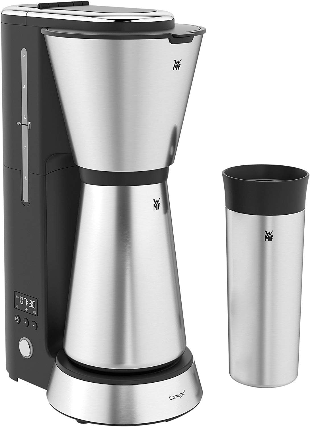 Machine à expresso WMF Bueno avec carafe en verre, café filtre, 10 tasses, bouton marche/arrêt, système anti-goutte, filtre oscillant, arrêt automatique, plaque chauffante, 1000 W