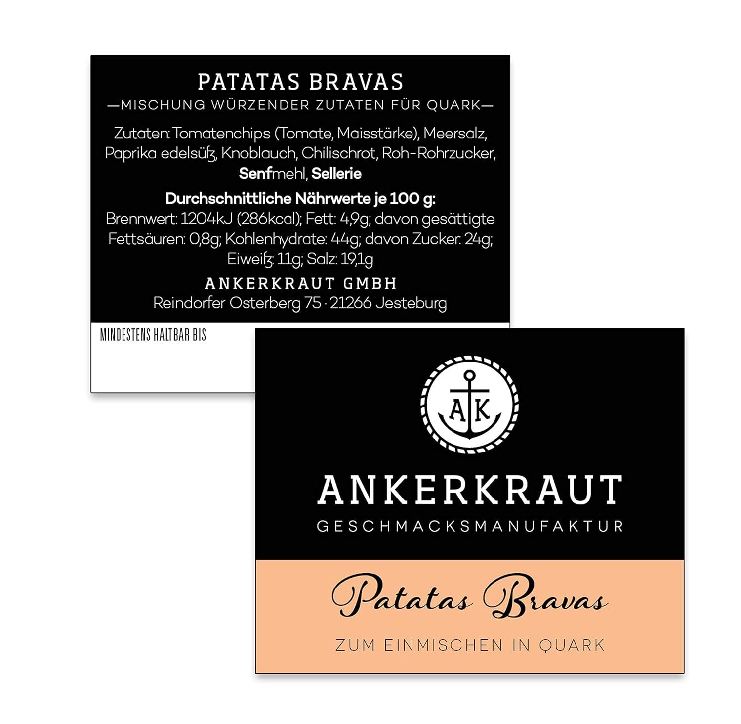 Ankerkraut Patatas Bravas, Gewürzmischung für Spanish Kartoffelwürfel, 90g dans un verre en liège