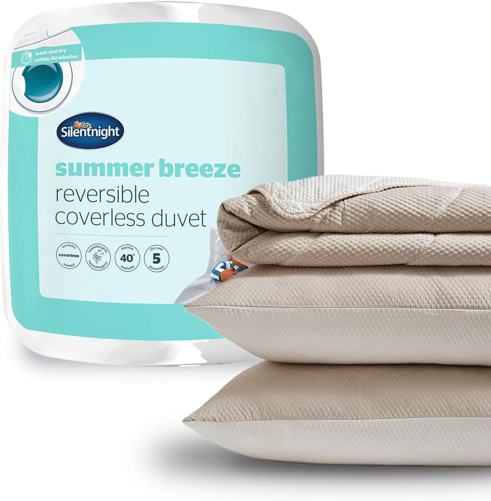 Silentnight Summer Breeze Couette pour lit simple, 2,5 Tog, Couette d'été légère, idéale pour les nuits chaudes et les chambres chaudes, hypoallergénique et lavable en machine, lit simple, 200 x 135 cm Naty Shop Quilts & Quilts No Cover, Crème/Taupe Lit double