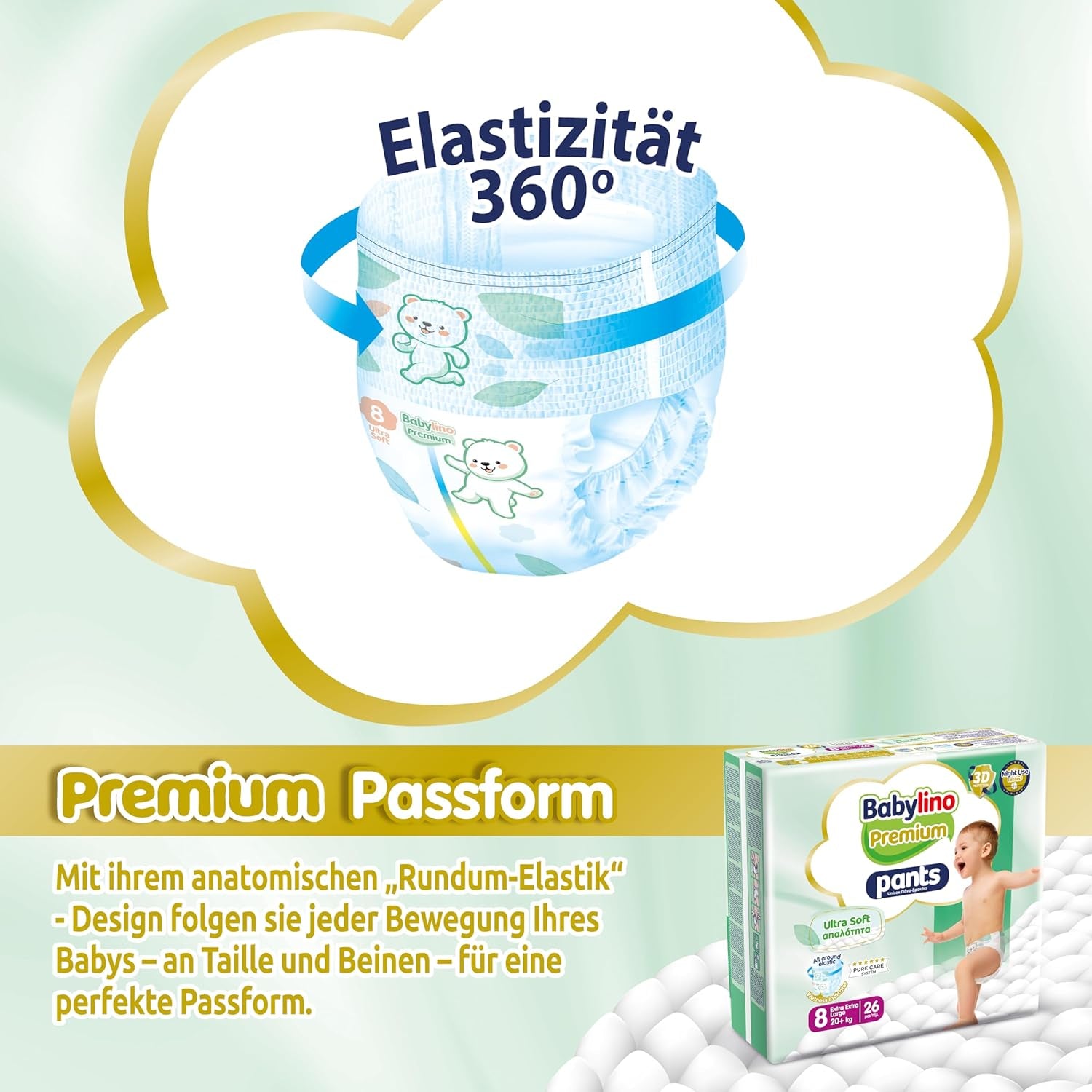 Pantalon Premium taille 8 avec filtre ultra doux, XXL (20+ kg), 26 pièces