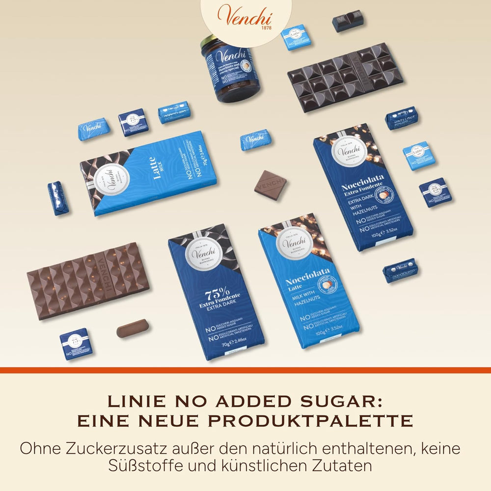 Venchi - Tablettes de chocolat au lait et noisettes - 70% sucre - Pralines aux noisettes entières du Piémont IGP, 1 kg - Sans gluten