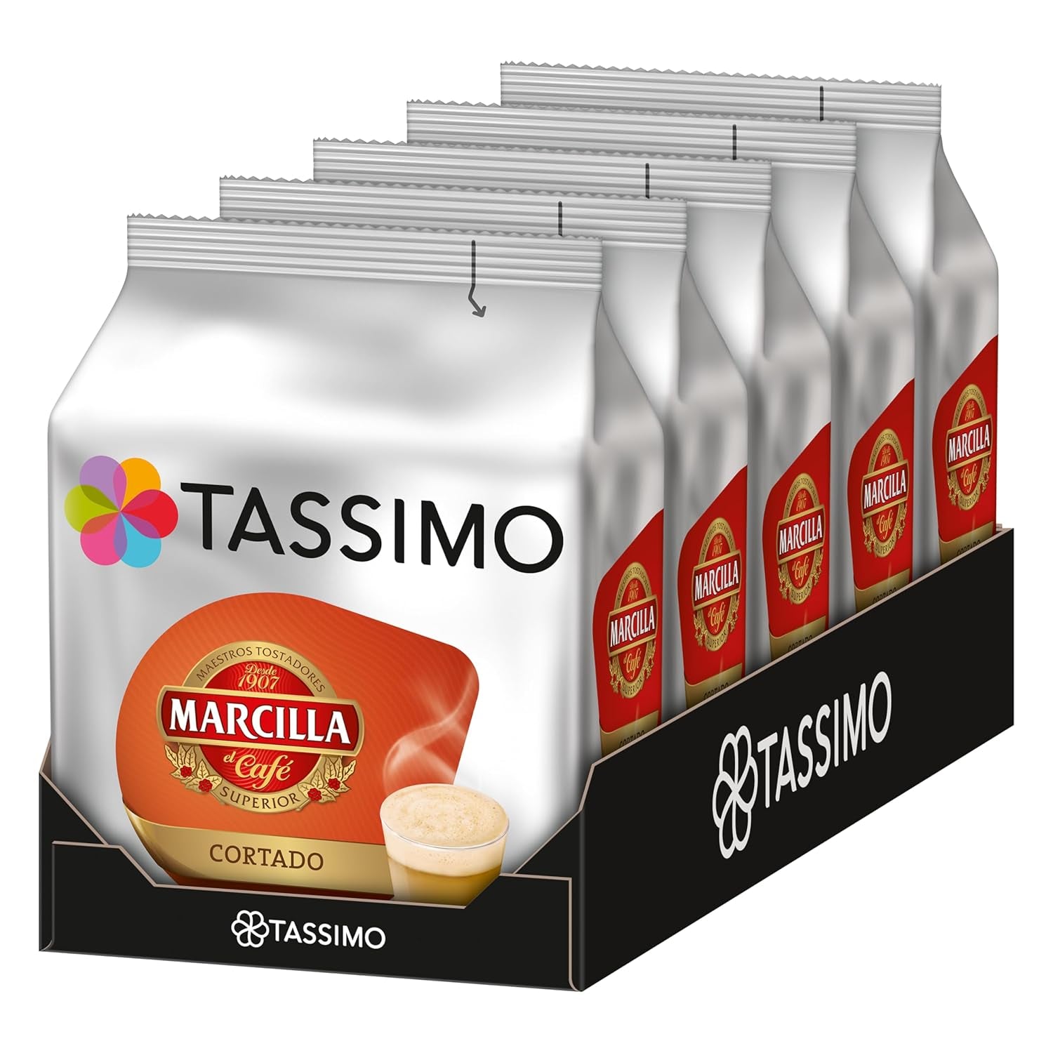 Tassimo Kapseln Marcilla Cortado, 5 x 16 tampons, 80 Kaffeekapseln