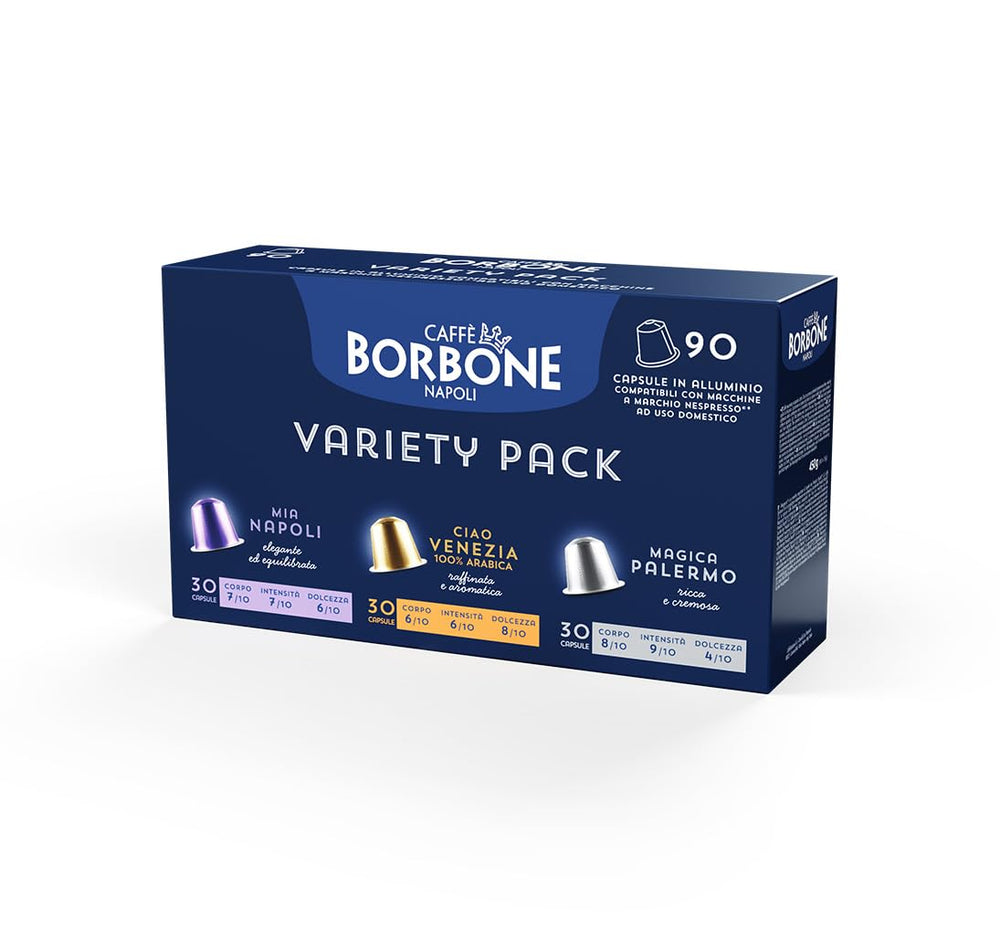 Caffè Borbone Verkostung Kit, 90 capsules en aluminium : 30 Mia Napoli, 30 Ciao Venezia, 30 Magica Palermo, (3 x 30 Stück) – Compatible avec Kaffeemaschinen für den Hausgebrauch de la marque Nespresso®*