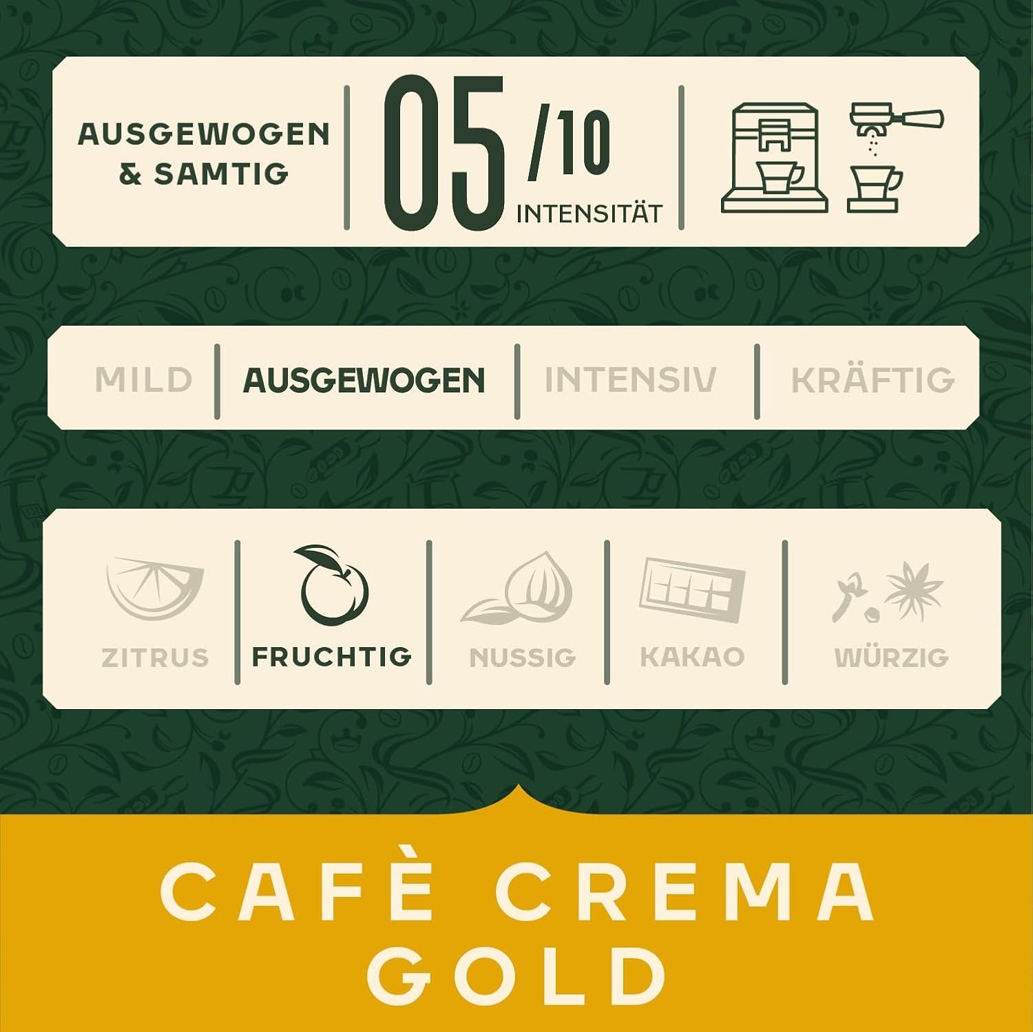 Jacobs Kaffeebohnen Café Crema Gold, vollmundig & fruchtig, préparé à Brême, Intensité 5/10, Kaffee ganze Bohnen, 1 kg