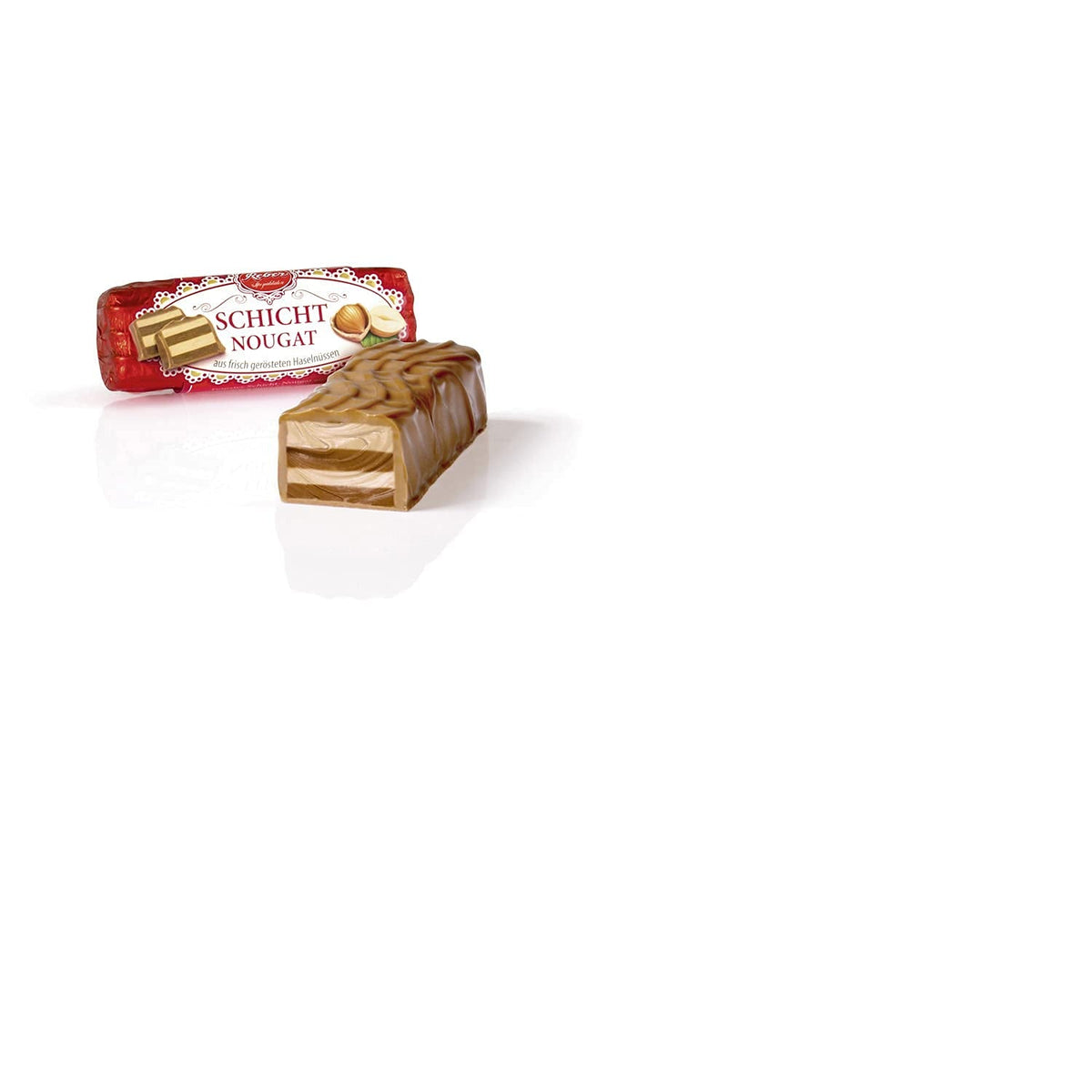 Nuga stratificată Reber, ciocolată cu lapte alpină, nuga cu alune, cadou minunat, 1 x 48 g