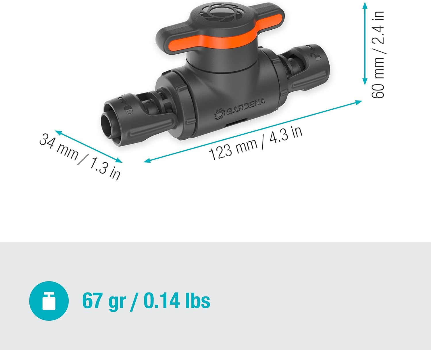 Vanne de régulation et d'arrêt Gardena Micro-Drip-System 13 mm (1/2 pouce) : Arrêt simple des tuyaux et régulation continue du débit d'eau, accessoire pour la pose de tuyaux goutte à goutte (13207-20)