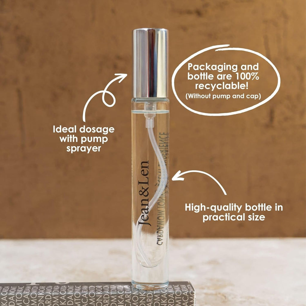 Jean & Len Scent Experience Cardamom & Tonka, Apă de toaletă cu aromă de Cardamom și Tonka, Mini parfum practic, Ideal pentru călătorii, Sticlă de înaltă calitate, 10 ml
