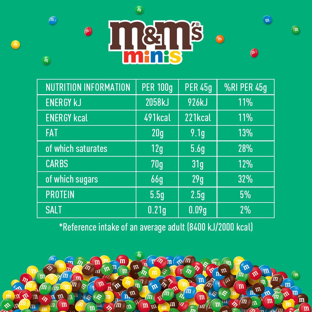 M&M's Chocolate Minis, Chocolat, 1 x 324 g, Lentilles au chocolat (324 g) (Paquet de 2)