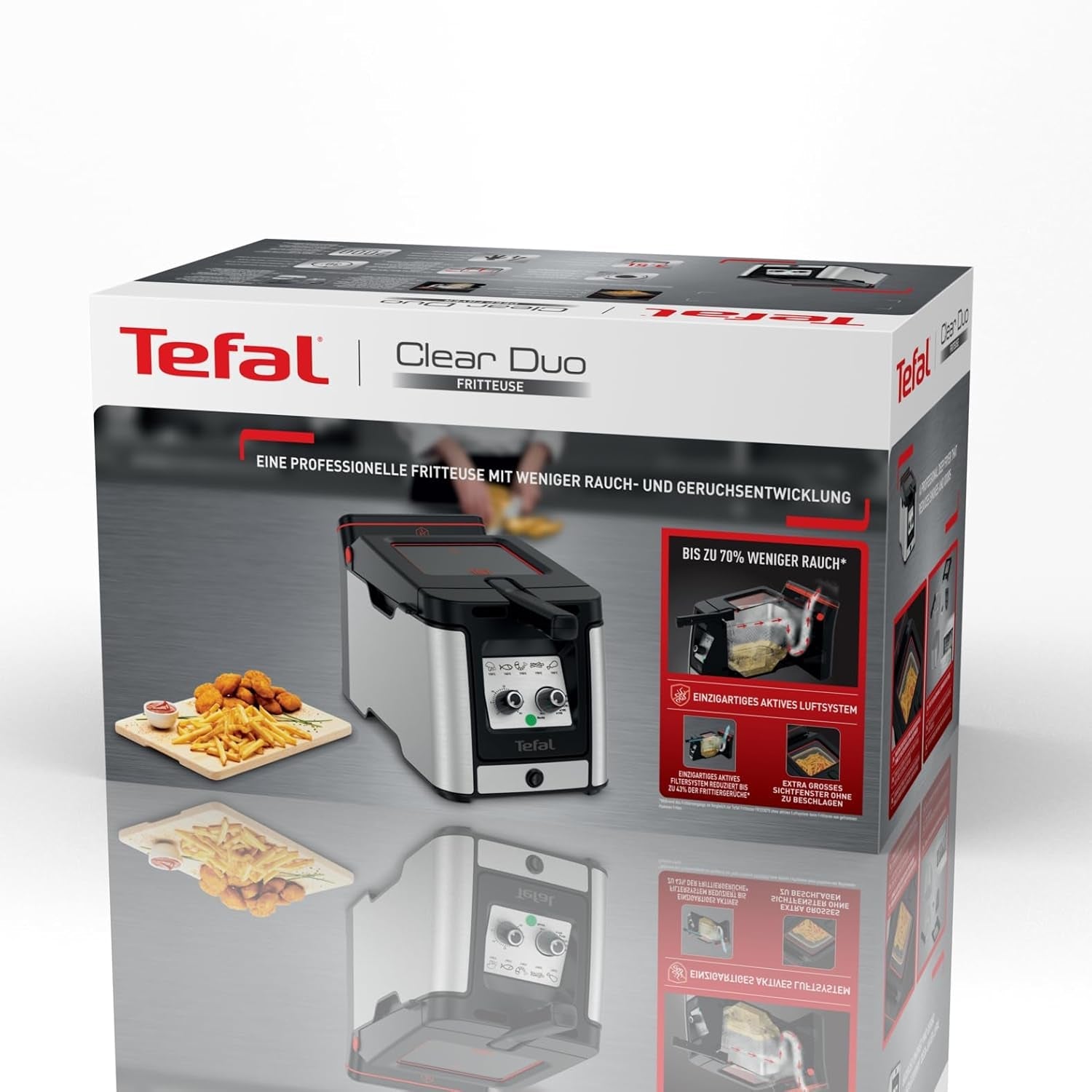 Friteuse Tefal FR600D Clear Duo, friture avec moins de fumée et d'odeurs, capacité 1,2 kg, thermostat, minuterie, grande fenêtre de visualisation sans buée Électroménagers Naty Shop