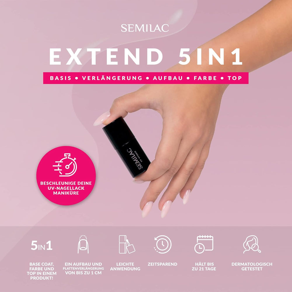 Semilac Extend Vernis à ongles UV 5 en 1 808 Menthe Pastel 7 ml
