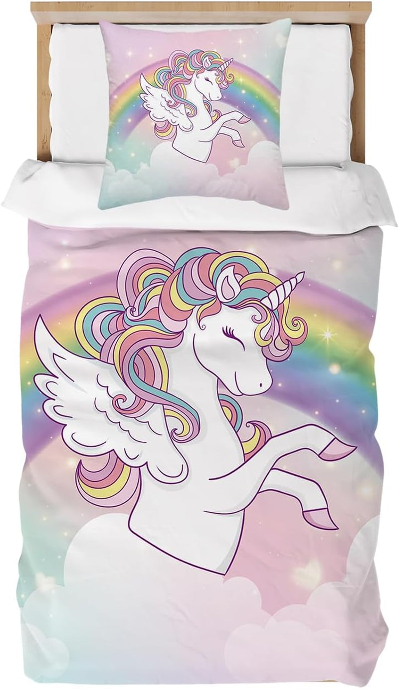 Linge de lit enfant, Licorne Soft, linge de lit microfibre - enfant Naty Shop Rainbow 135X200 Cm