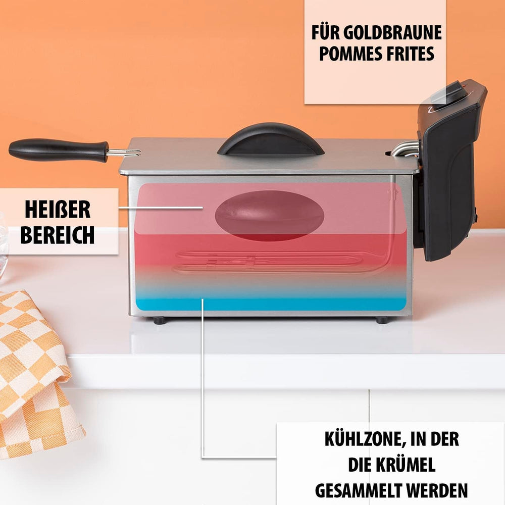 Friteuse à huile Tristar FR-6935, 2000 watts, 3 litres, thermostat, zone froide, 3-4 personnes, électroménager en métal Naty Shop