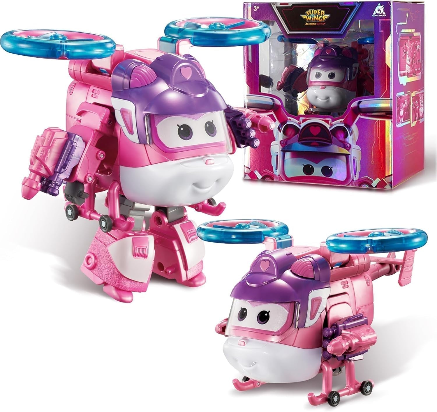 Auldey EU740283 figurine transformateur Super Wings JETT Supercharge 12 cm, figurines colorées Naty Shop Dizzy