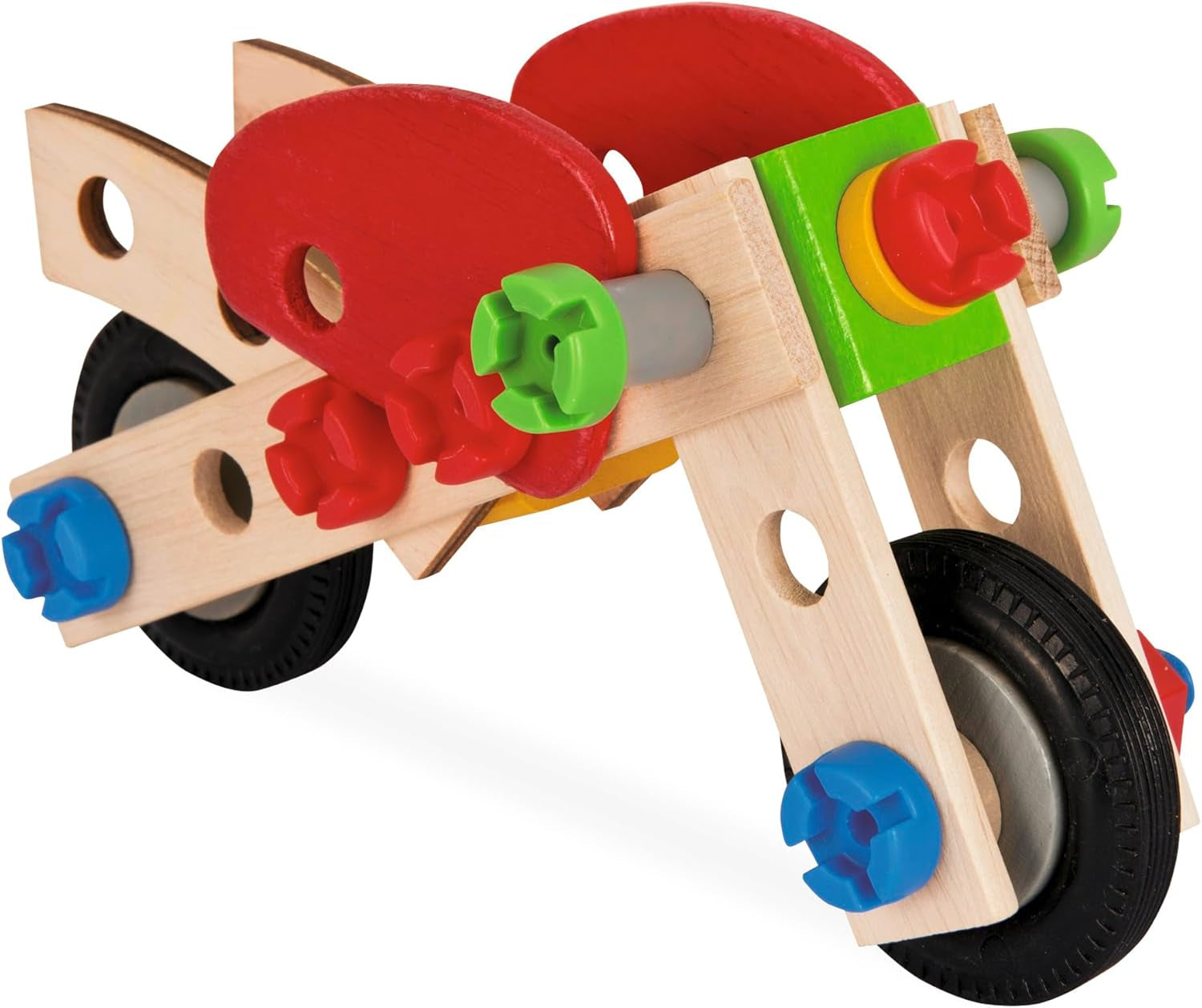 Eichhorn - Constructor Motorrad, 2 Verschiedene Modelvarianten baubar, Konstruktionsspielzeug mit 40 Teilen, vielseitiges Holzspielzeug, 100% FSC zertifiziertes Buchenholz, ab 3 Jahren