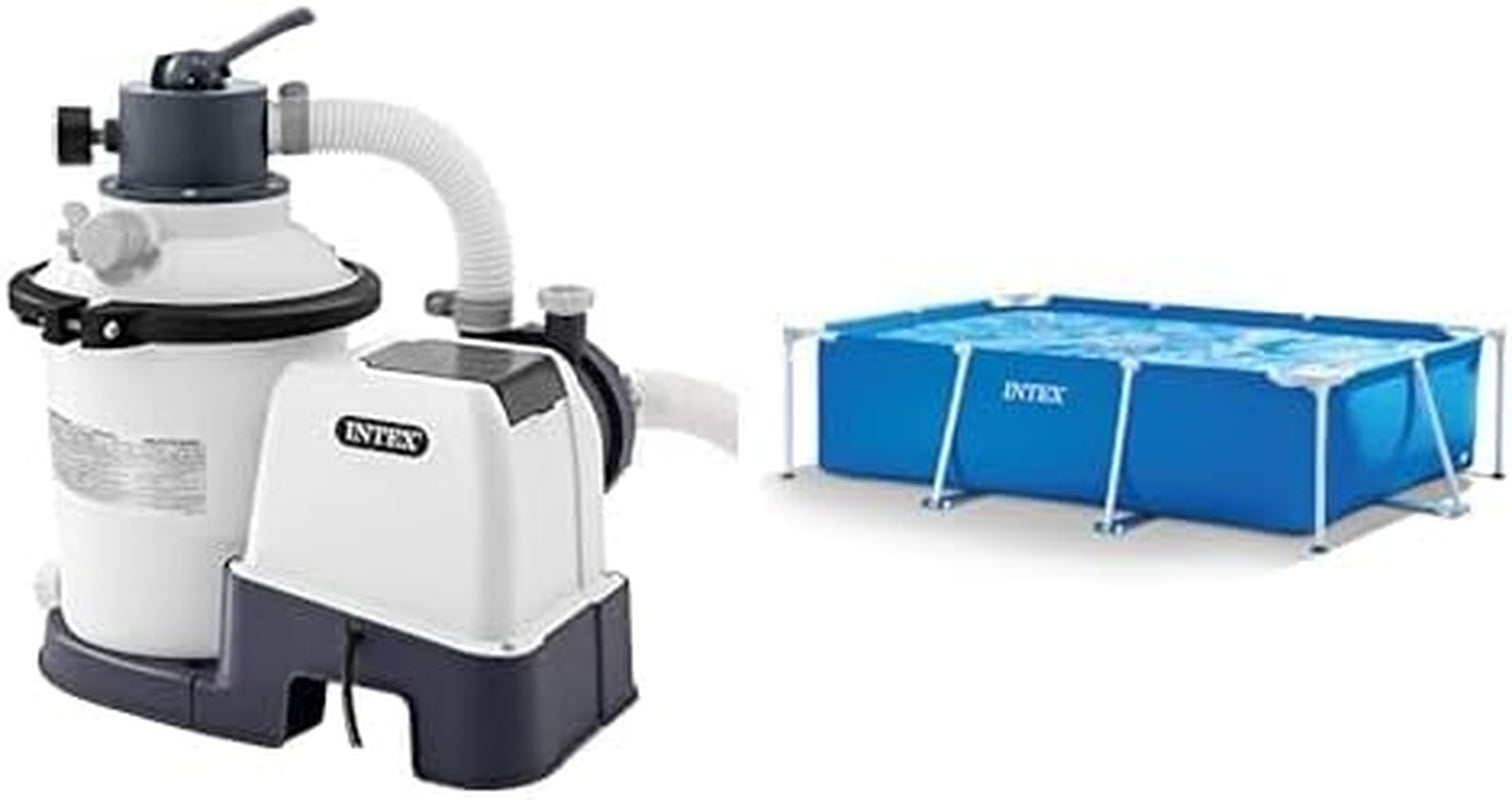 Krystal Clear SX925 Système de Filtration à Sable, Capacité de Circulation 2 000 l/h, 26642, Piscine Rectangulaire et Cadre Blanc - Piscine Hors Sol - 300 x 200 x 75 cm, Bleu