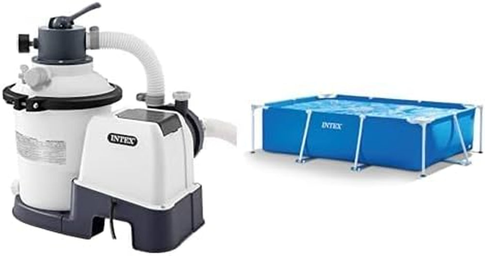 Krystal Clear SX925 Système de Filtration à Sable, Capacité de Circulation 2 000 l/h, 26642, Piscine Rectangulaire et Cadre Blanc - Piscine Hors Sol - 300 x 200 x 75 cm, Bleu