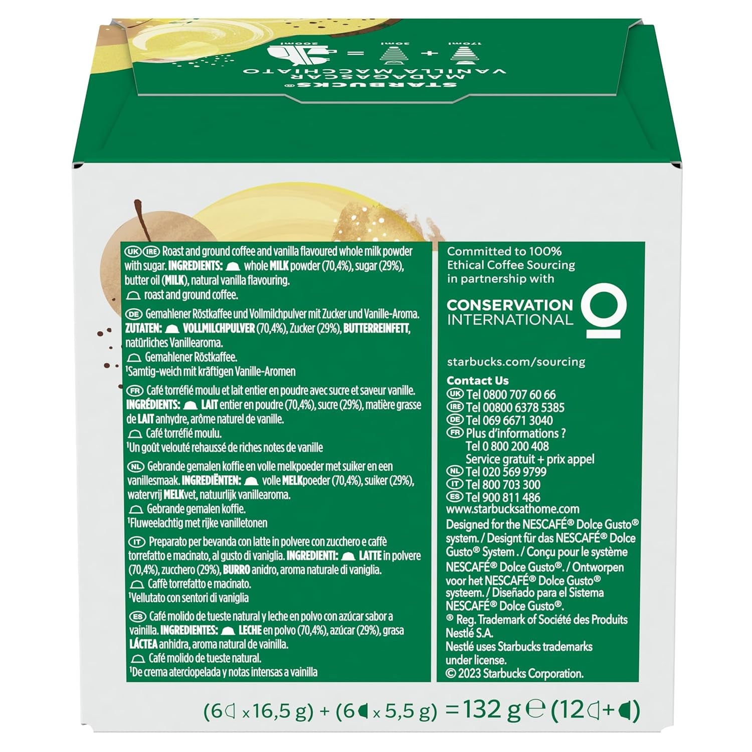 STARBUCKS Vanille Macchiato par Nescafé Dolce Gusto Kaffeekapseln 6 x 12 (72 Kapseln)