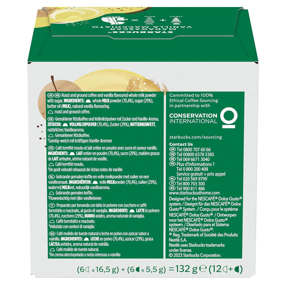 STARBUCKS Vanille Macchiato par Nescafé Dolce Gusto Kaffeekapseln 6 x 12 (72 Kapseln)