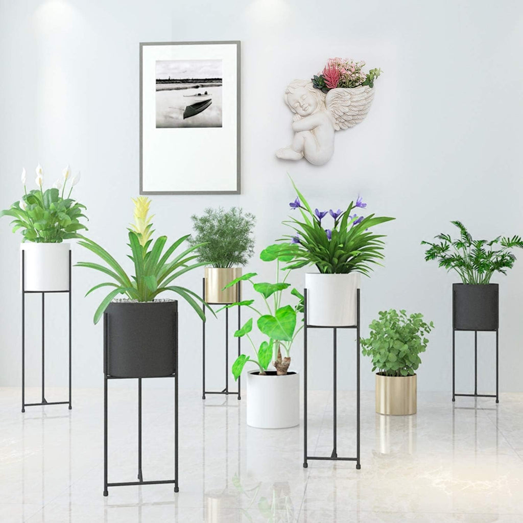 Ghiveci de plante montat pe perete și pe suprafață plană, înălțime 20 cm, cap de înger, suport de perete, suport pentru flori, vază, ghivece din rășină cu față de păpușă, recipient pentru plante de masă, ghiveci