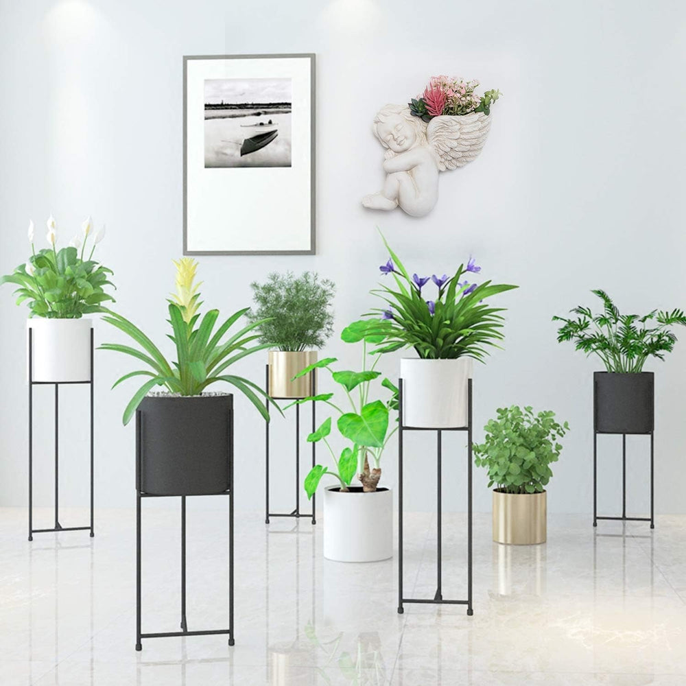 Ghiveci de plante montat pe perete și pe suprafață plană, înălțime 20 cm, cap de înger, suport de perete, suport pentru flori, vază, ghivece din rășină cu față de păpușă, recipient pentru plante de masă, ghiveci