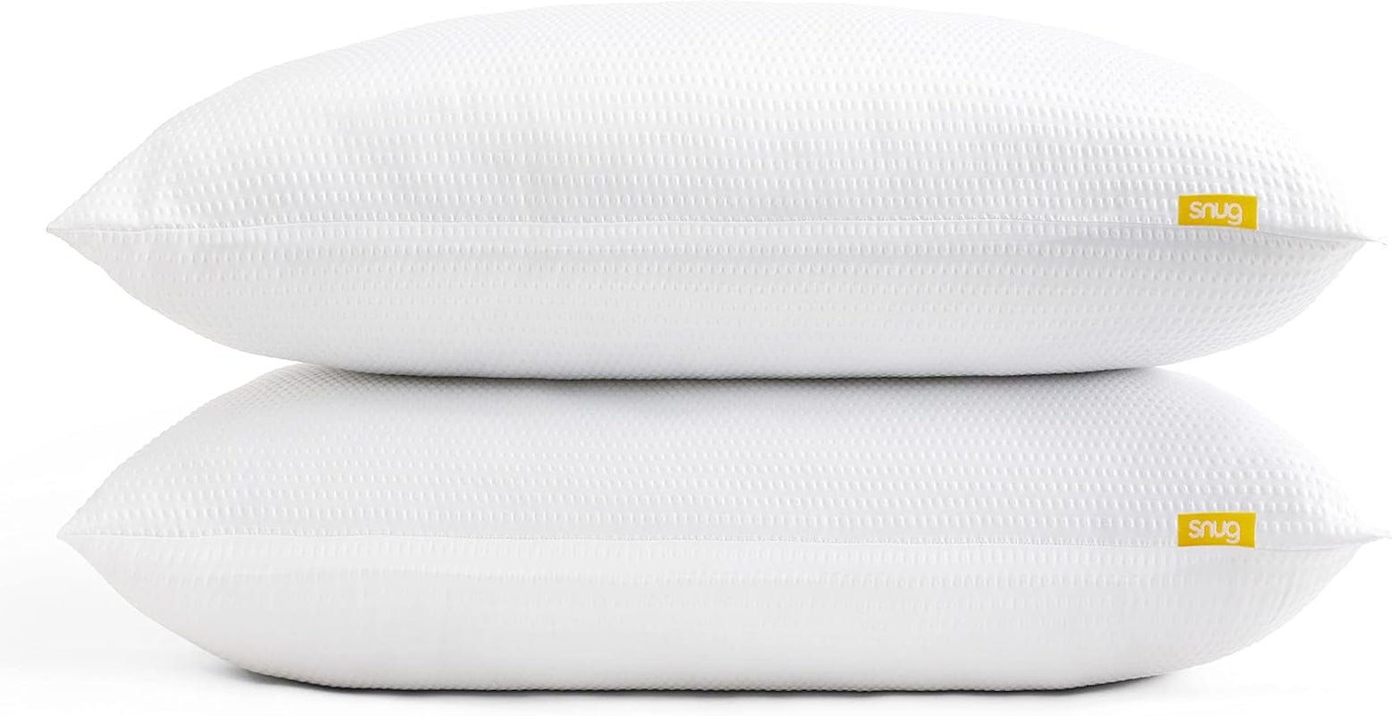 Pernă Snug Blissful Bedtime, calitate hotelieră de lux, suport mediu pentru cei care dorm în față, pe spate și lateral, ecologică, hipoalergenică și lavabilă la mașină, 2 bucăți Perne standard Naty Shop Alb Pachet de 2