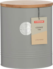 Collection LIVING, pot à biscuits avec couvercle | gris pastel | Boîte de rangement pour biscuits de 3,4 L | pot à biscuits en acier avec couvercle | Bocaux de conservation hermétiques en bambou avec couvercles Naty Shop Boîtes de conservation des aliments