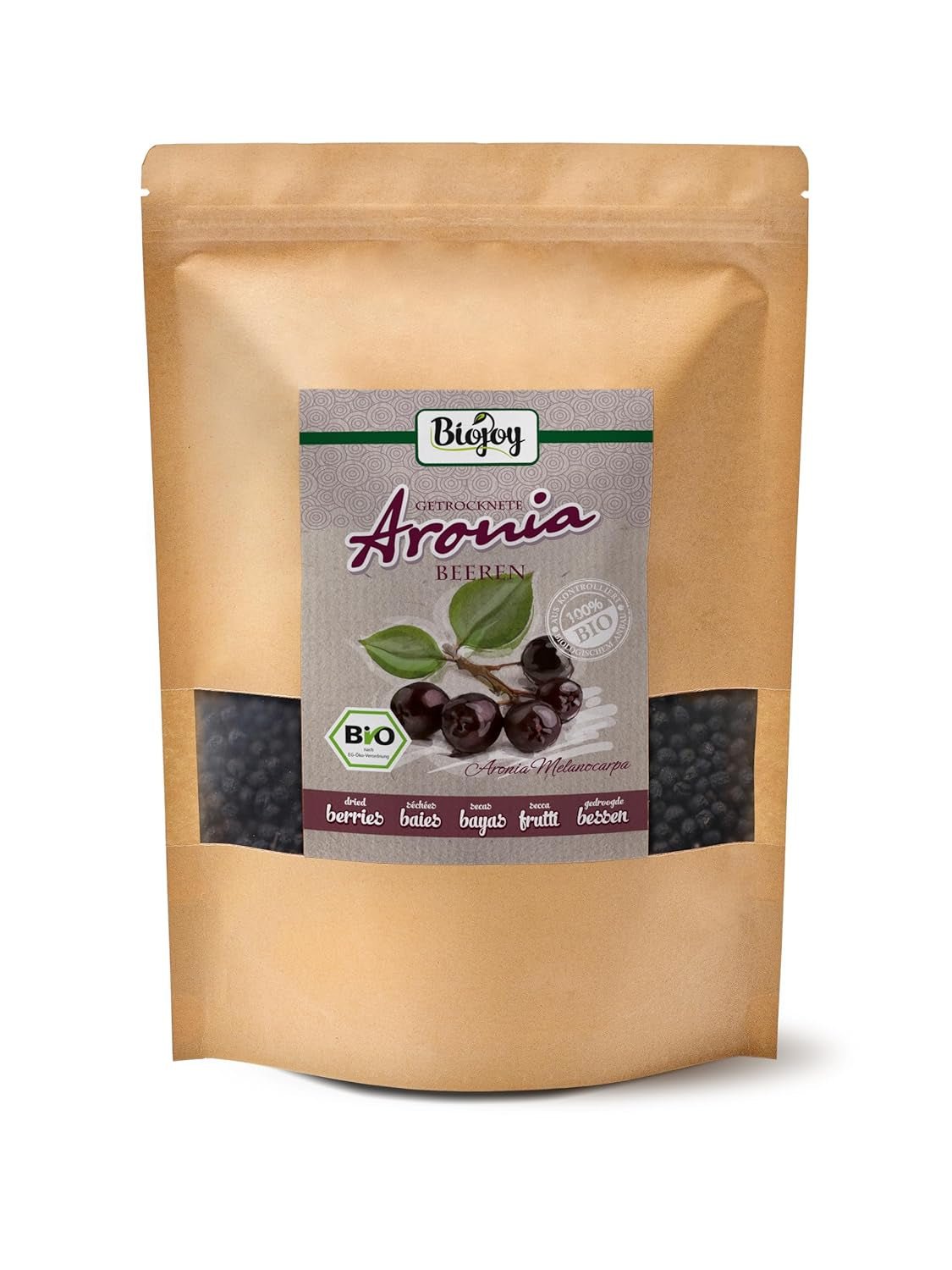 Fruits d'aronia bio Biojoy (1 kg), séchés et entiers (Aronia melanocarpa) Produits déshydratés Naty Shop 1 kg (1 paquet)