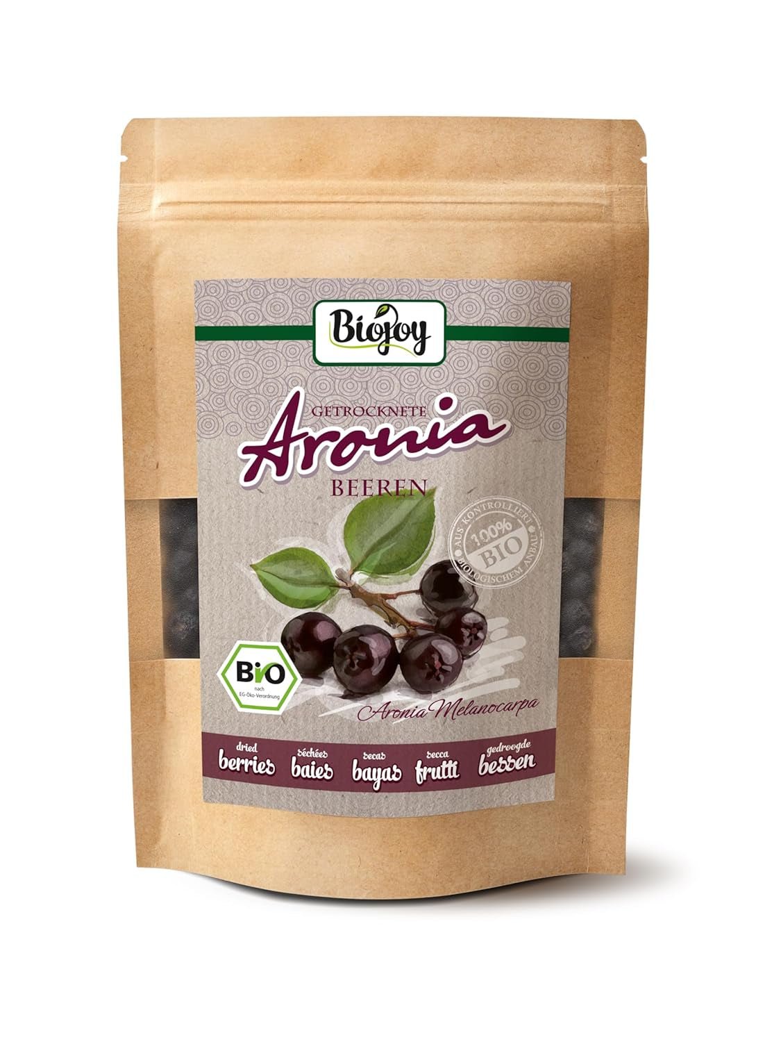 Fruits d'aronia bio Biojoy (1 kg), séchés et entiers (Aronia melanocarpa) Produits déshydratés Naty Shop 250 G