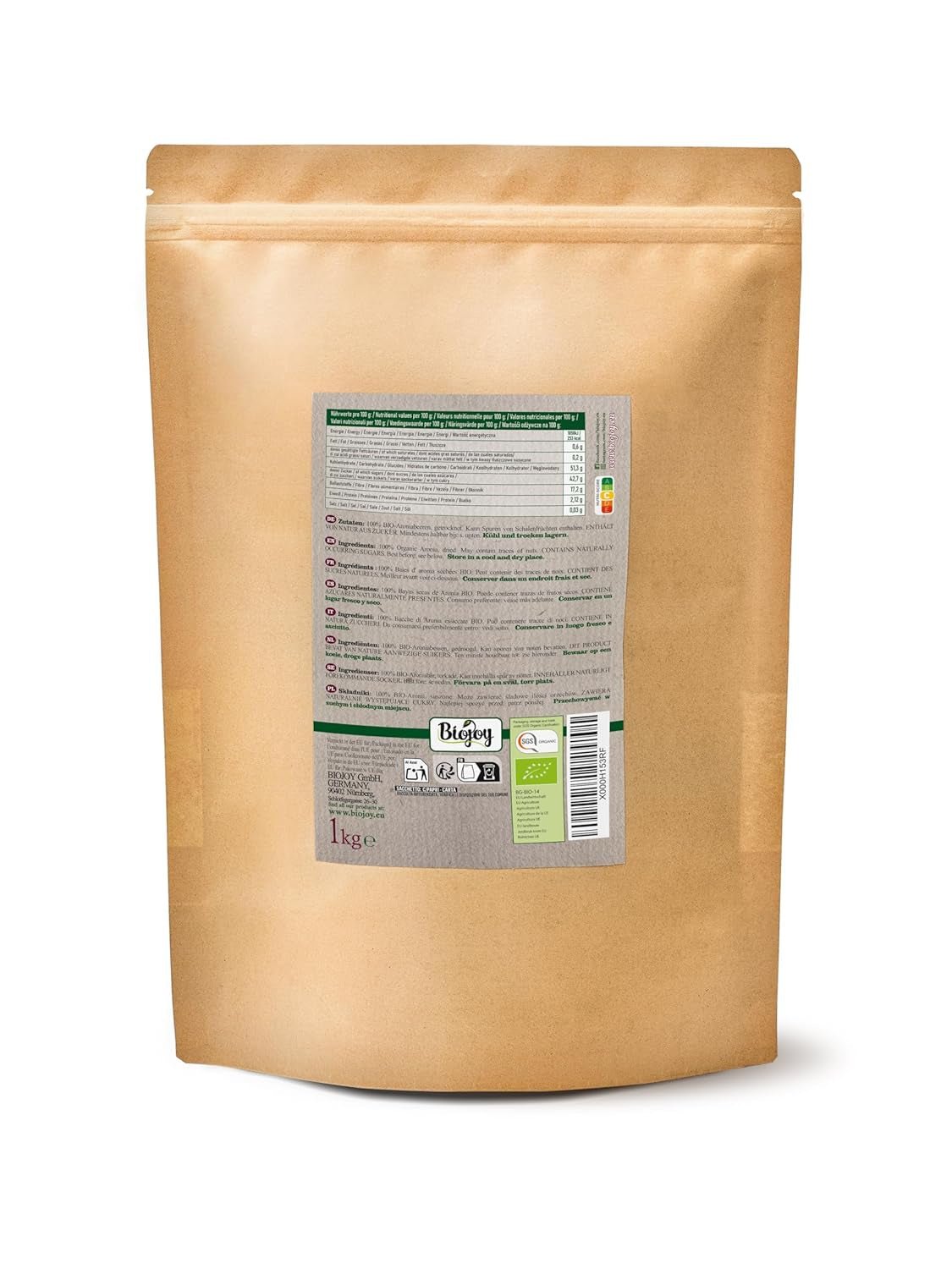 Fruits d'aronia bio Biojoy (1 kg), séchés et entiers (Aronia melanocarpa) Produits déshydratés Naty Shop