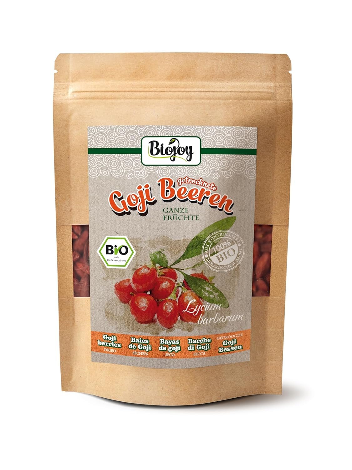 Biojoy baies de goji bio séchées (1 kg), goji entiers et non soufrés Naty Shop produits déshydratés 250 G