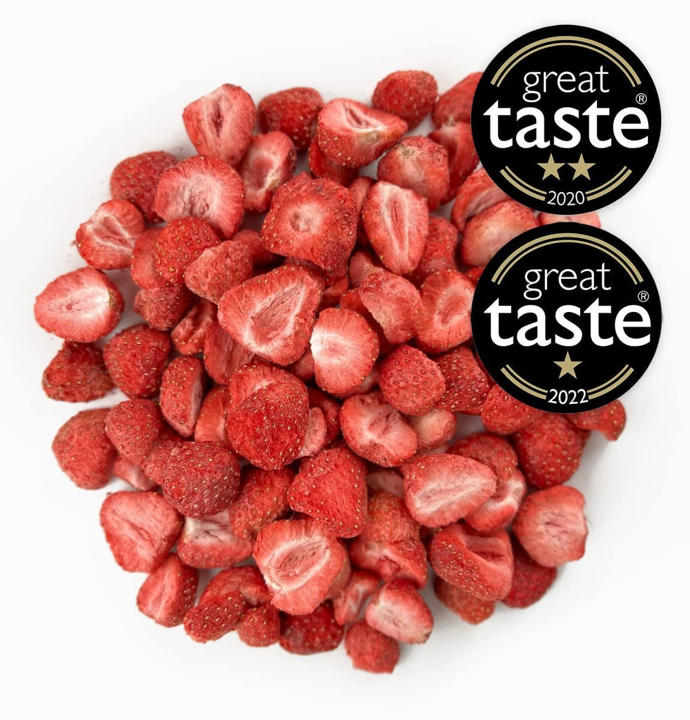 Fraises lyophilisées BRIX | Fraises naturelles 75 g | Great Taste Award pour les fruits séchés et lyophilisés | Sans OGM, sans gluten, végétalien, vitamines retenues Naty Shop Produits déshydratés