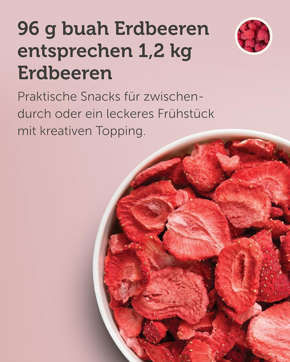 BUAH® Fraises lyophilisées | Chips de fraises comme collation ou pour smoothies | Substitut idéal aux bonbons | Vegan et sans sucre ajouté | 96g de produits déshydratés Naty Shop