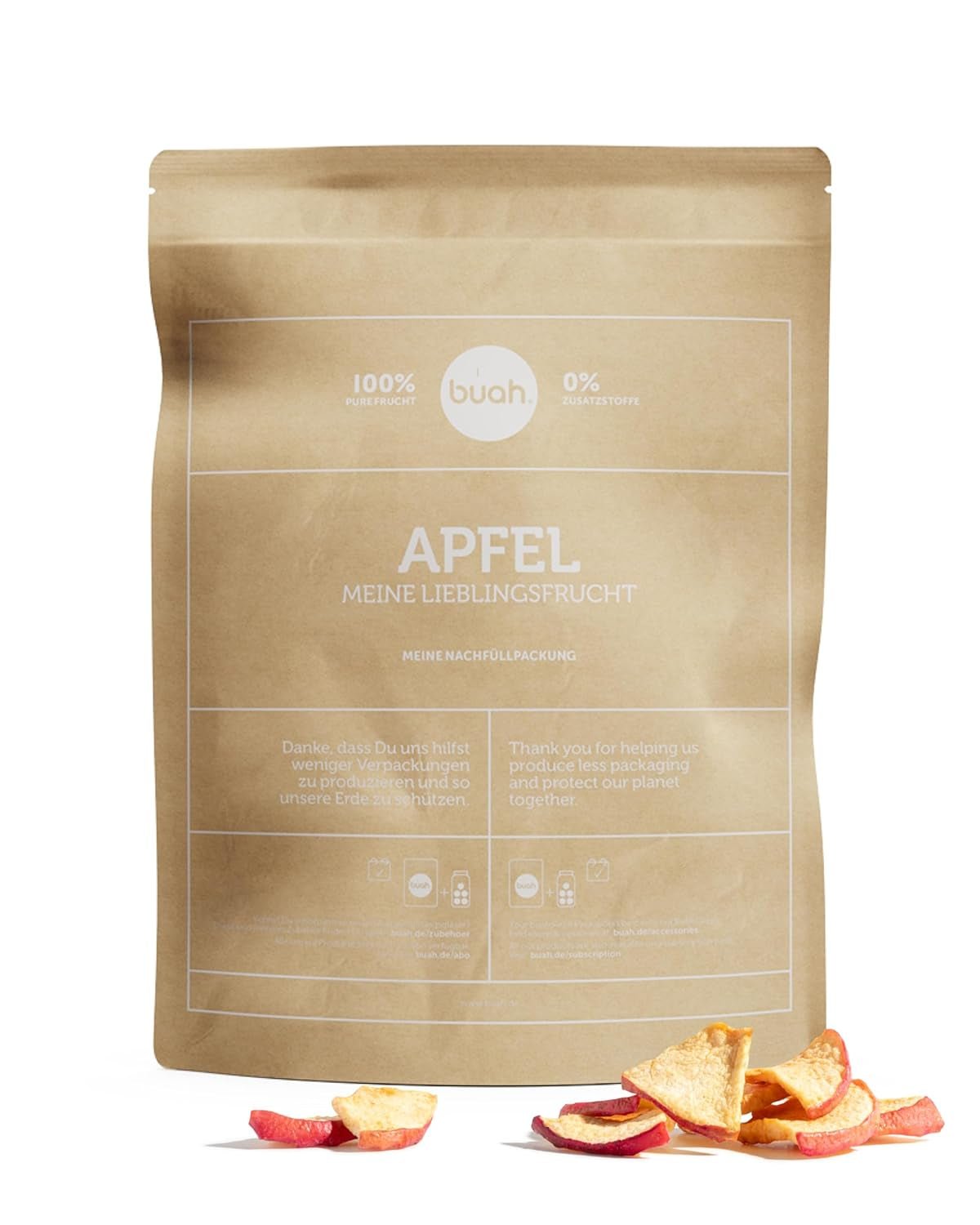 BUAH® Pommes lyophilisées biologiques | Pommes biologiques lyophilisées sans sucre ajouté | 100% fruits lyophilisés (végétalien, sans gluten, sans lactose) | Snack idéal (110g) Produits déshydratés Naty Shop 308 G