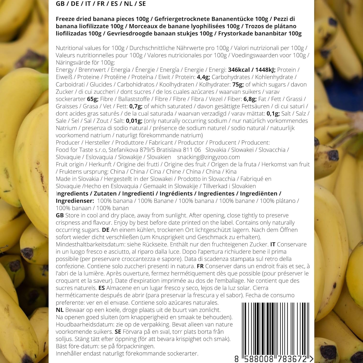 Morceaux de banane lyophilisés | Bananes séchées sans sucre | Bananes lyophilisées Bananes aux fruits secs | Bananes fraîches lyophilisées | Morceaux de banane aux fruits lyophilisés Produits déshydratés Naty Shop