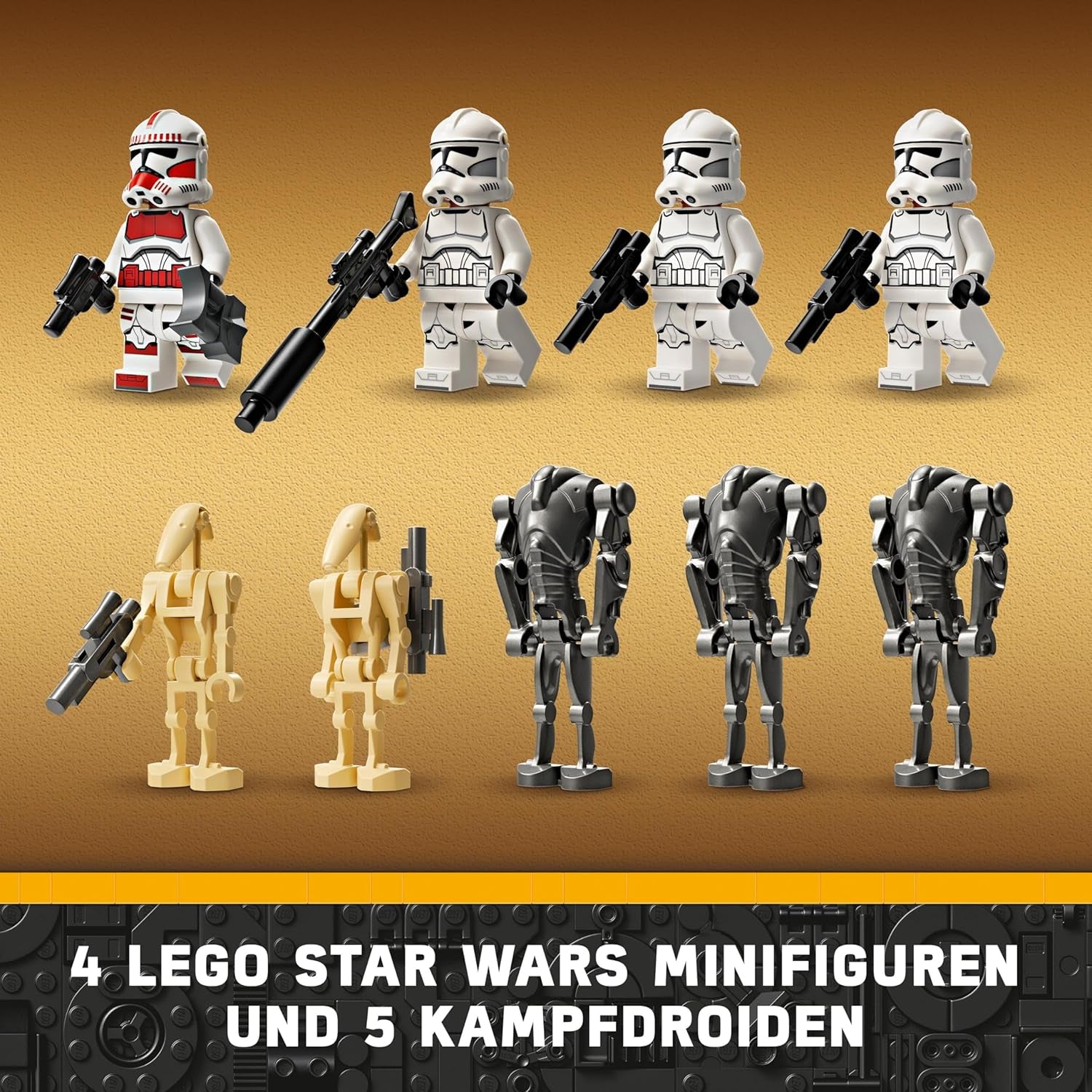 LEGO Star Wars 75372 Pack de combat Clone Trooper et Battle Droid, Incl. 4 figurines, 5 droïdes et une moto speeder avec un tireur - Jouets de construction pour garçons et filles à partir de 7 ans Jeux de construction Besuche den LEGO-Store