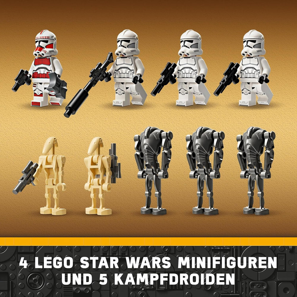 LEGO Star Wars 75372 Pack de combat Clone Trooper et Battle Droid, Incl. 4 figurines, 5 droïdes et une moto speeder avec un tireur - Jouets de construction pour garçons et filles à partir de 7 ans Jeux de construction Besuche den LEGO-Store