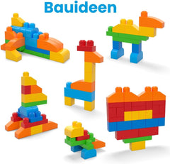 MEGA BLOKS First Builders Jeu de jouets pour petits enfants, jouets de luxe avec 150 pièces et jouets créatifs, jeux ouverts, bleu, à partir de 1 an, CNM43